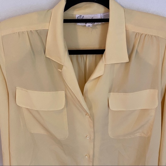 Vintage Soft butter Yellow Full Sleeves Blouse Collared - Picture 8 of 13